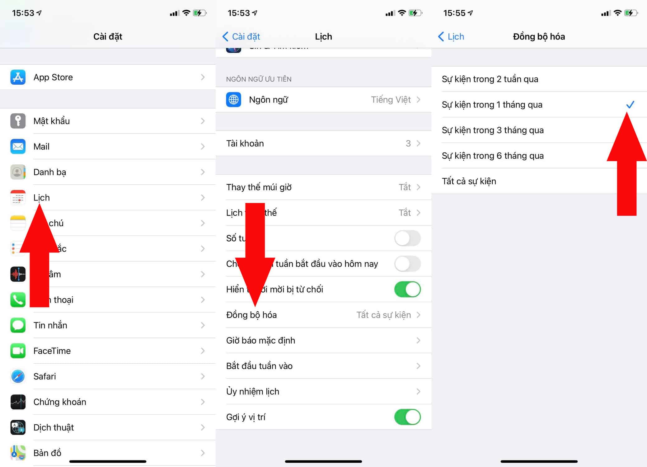 Thay đổi tần suất cập nhật lịch