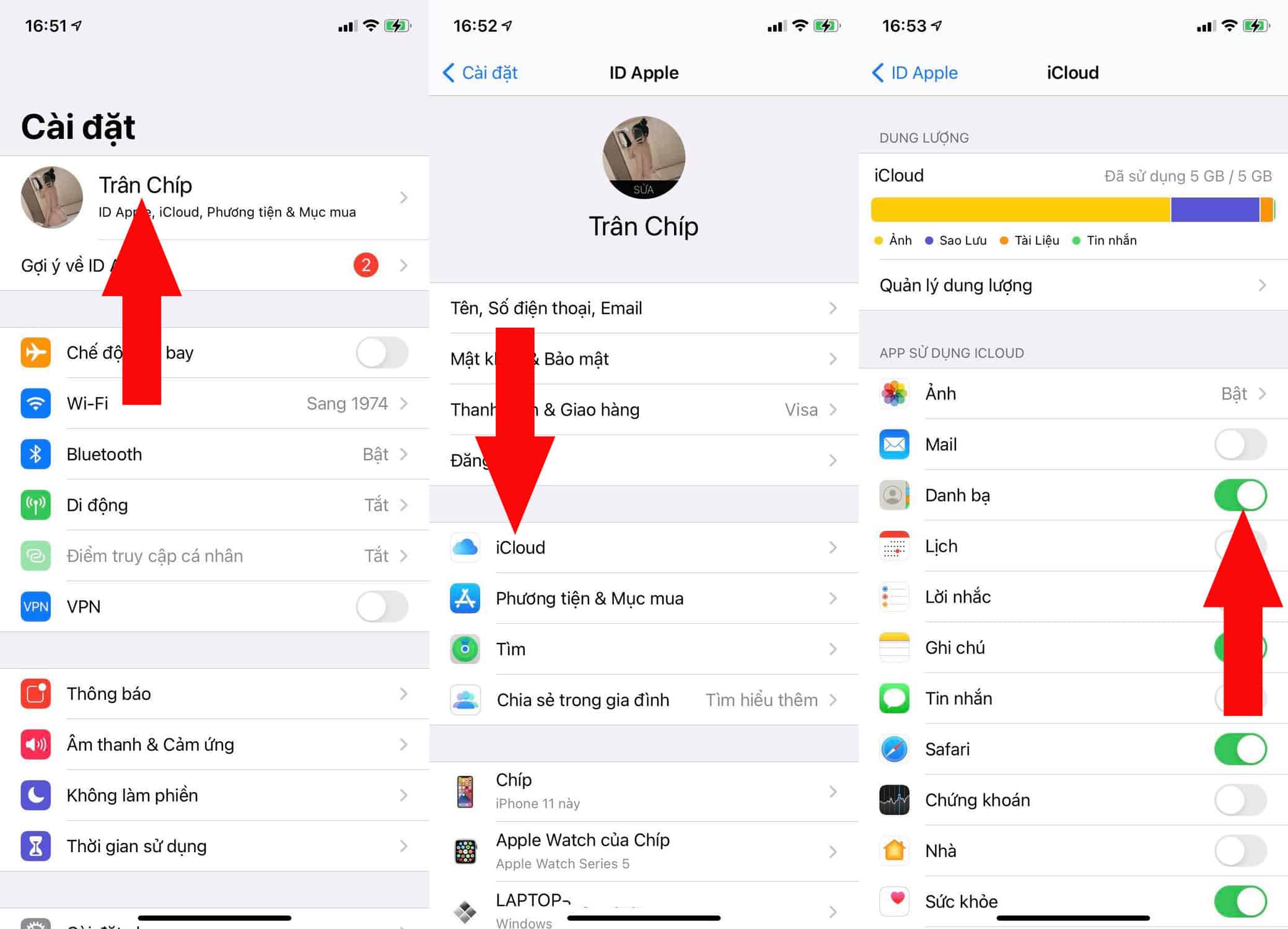 Tắt Danh bạ iCloud
