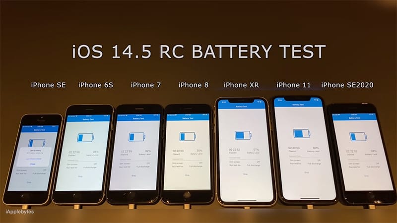 Kiểm tra độ tiêu hao pin của iOS 14.5 trên iPhone 11, iPhone 8, iPhone SE