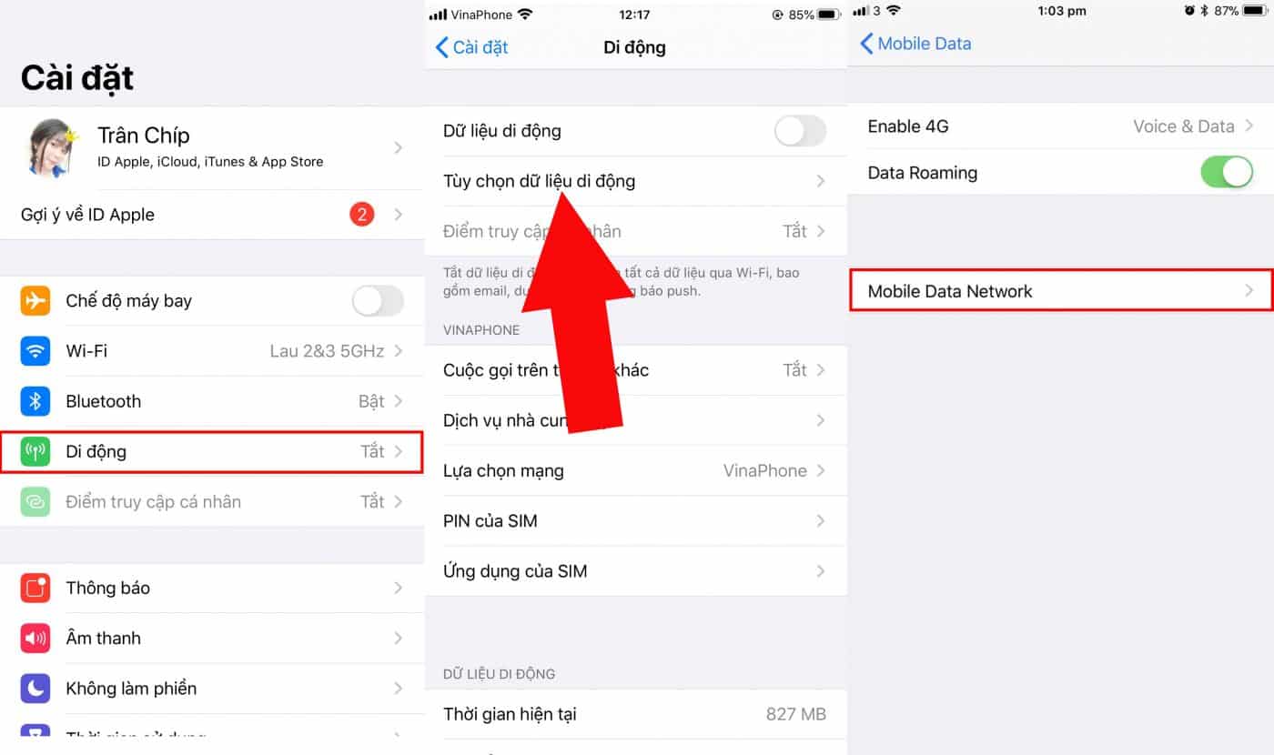 kiểm tra trong cài đặt