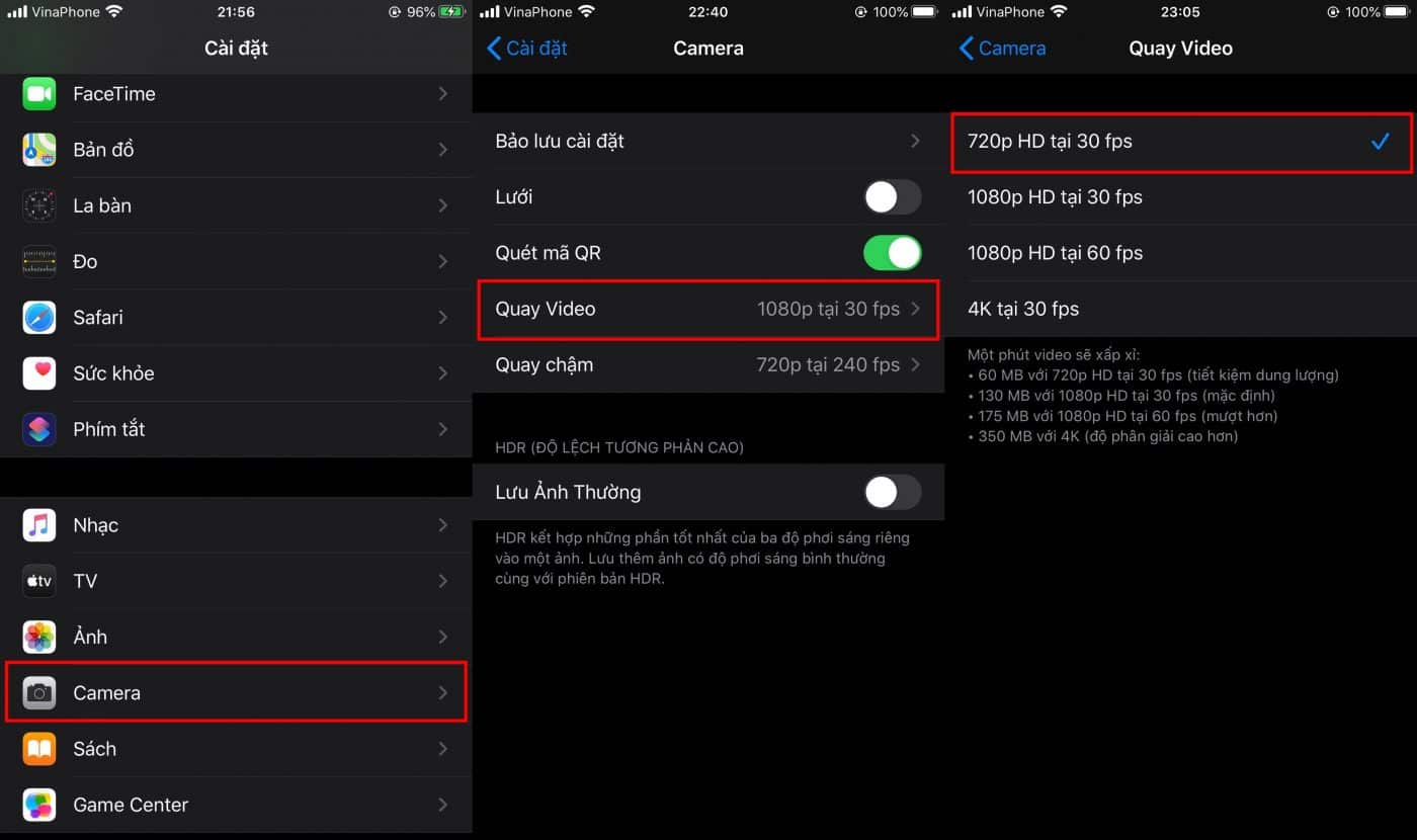 quay video có độ phân giải thấp