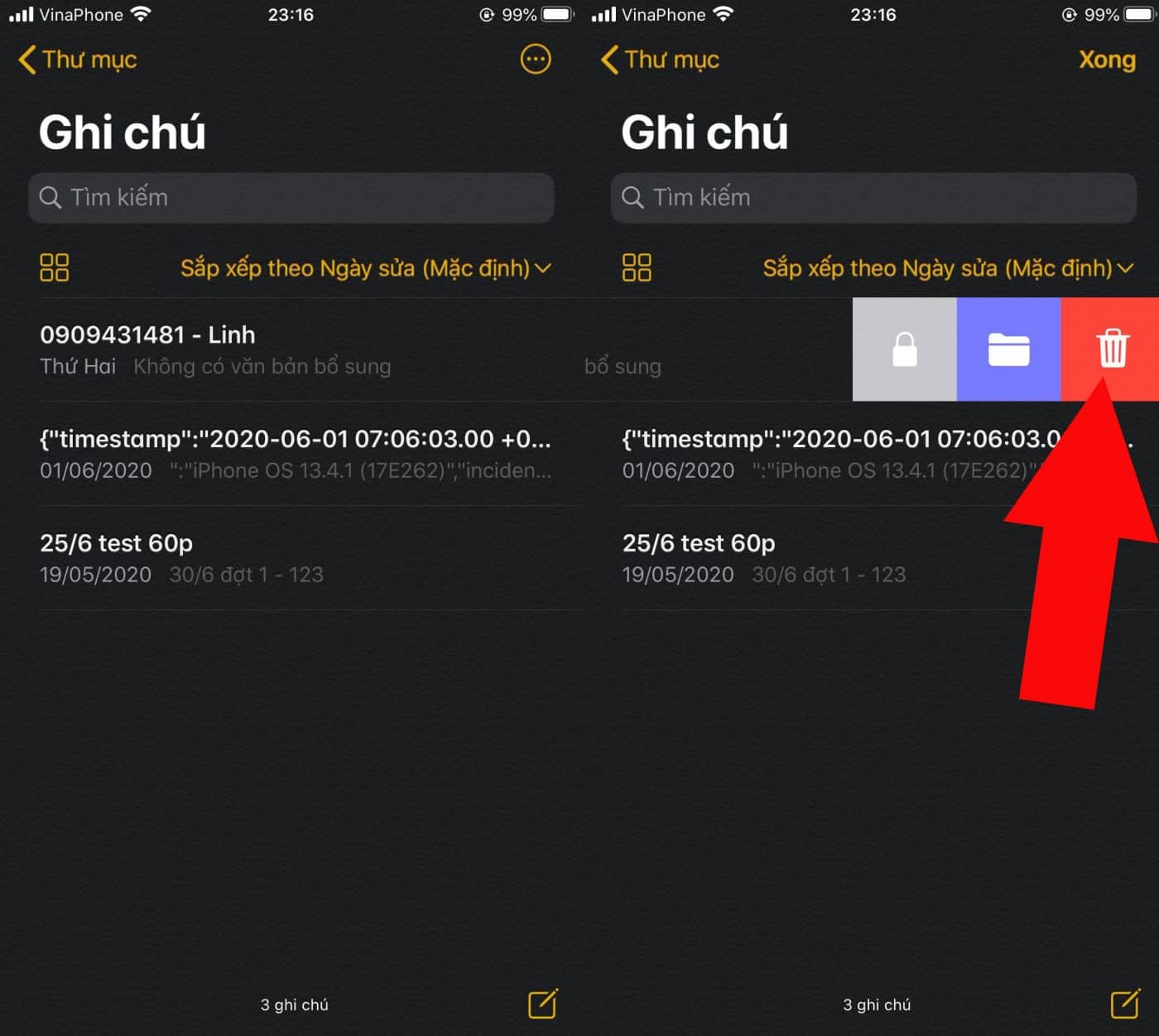 xóa ghi chú không cần thiết
