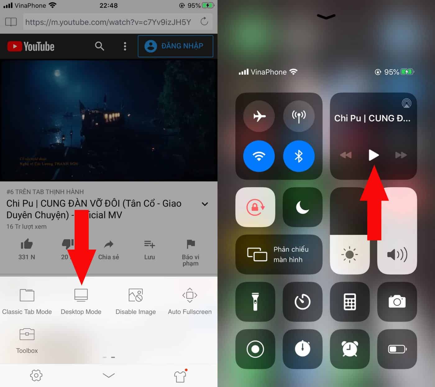 Chọn chế độ Desktop Mode