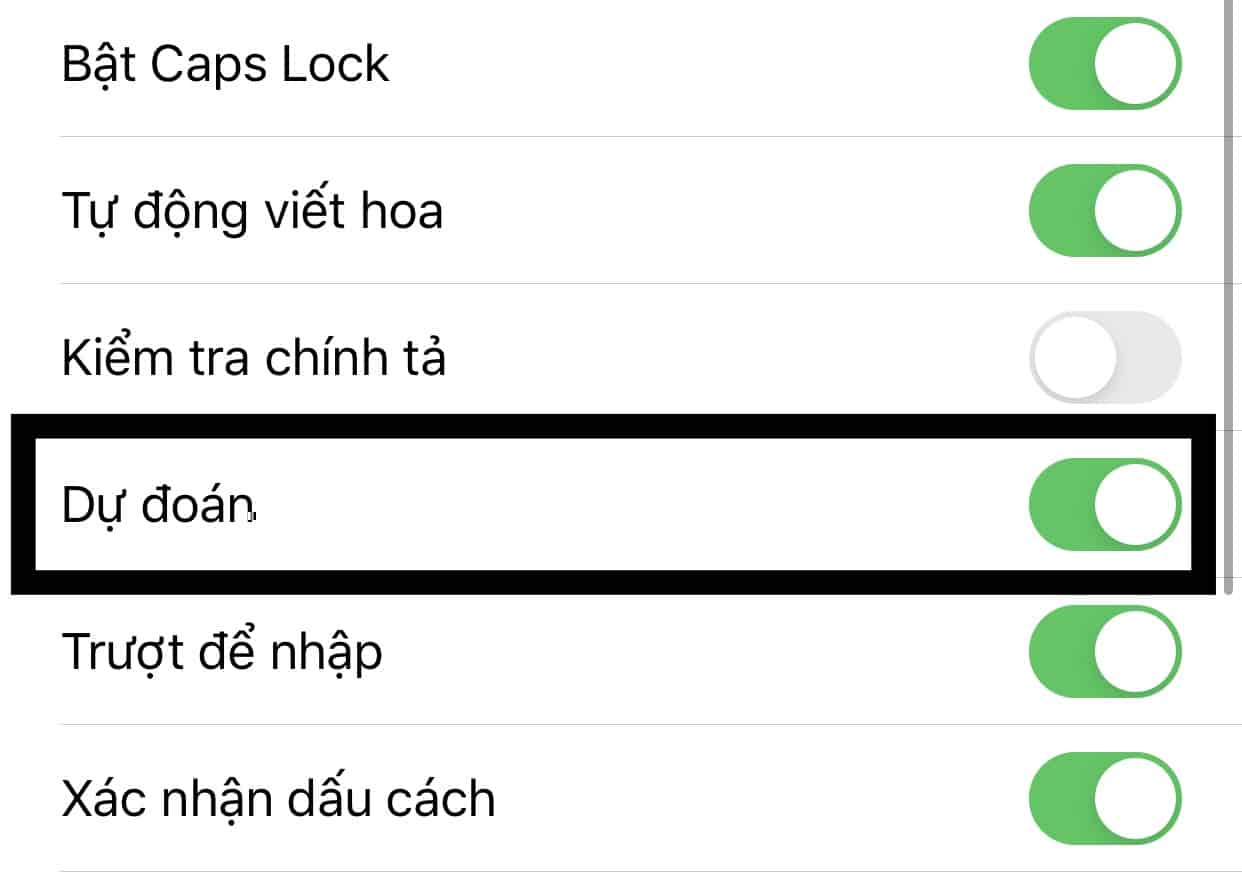 bật Predictive (Dự đoán)