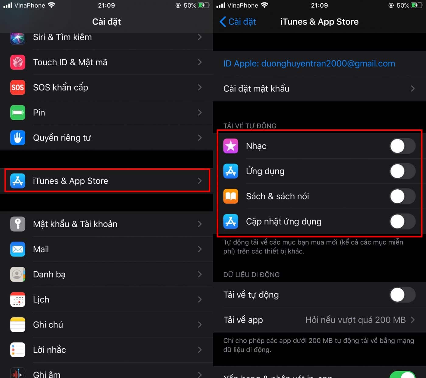 tắt tải về tự động