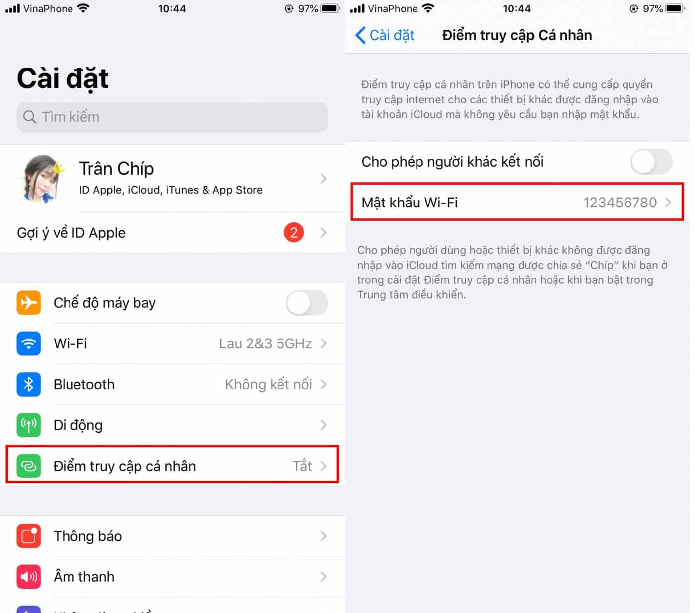 xem mật khảu wifi trên iPhone