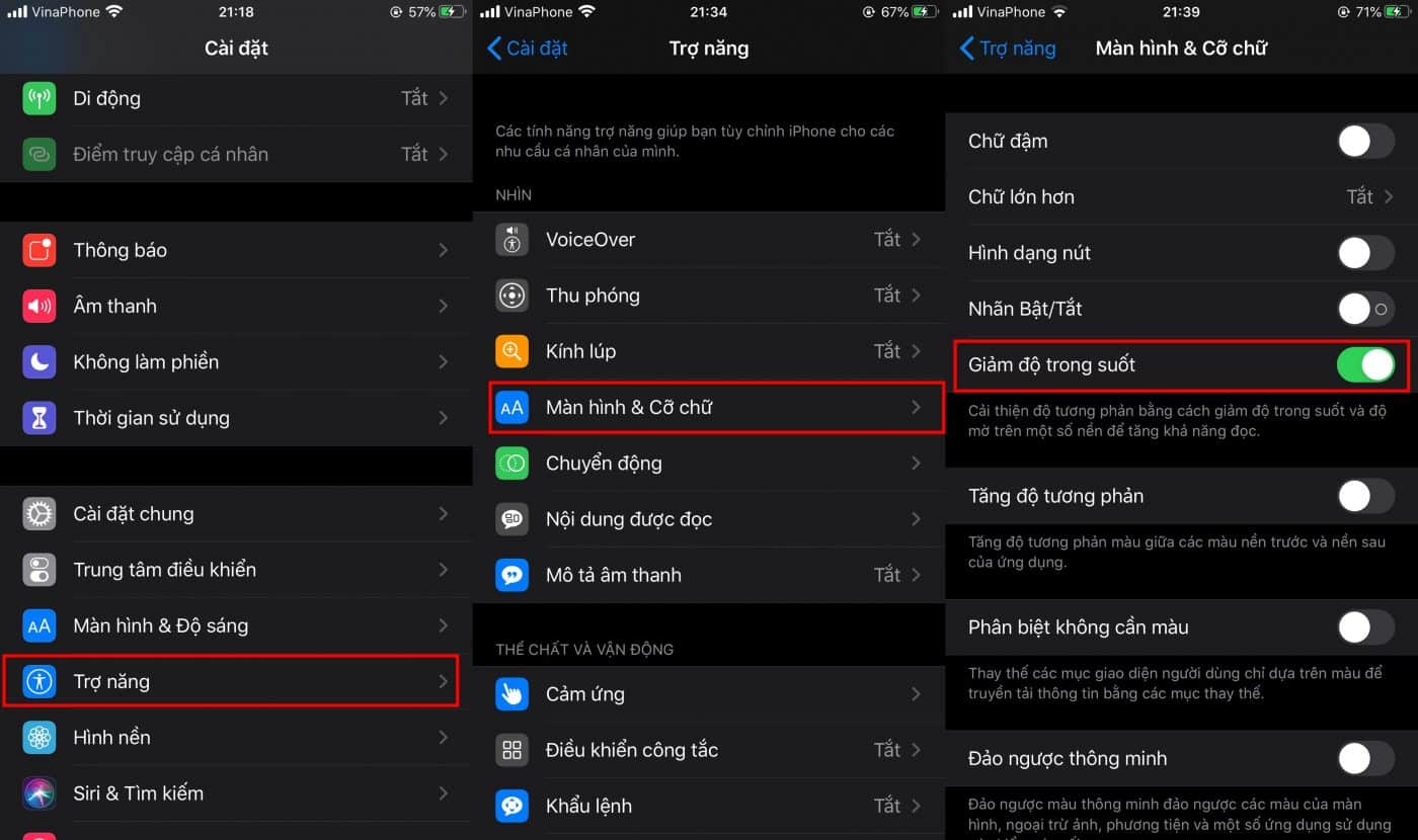 giảm độ trong suốt