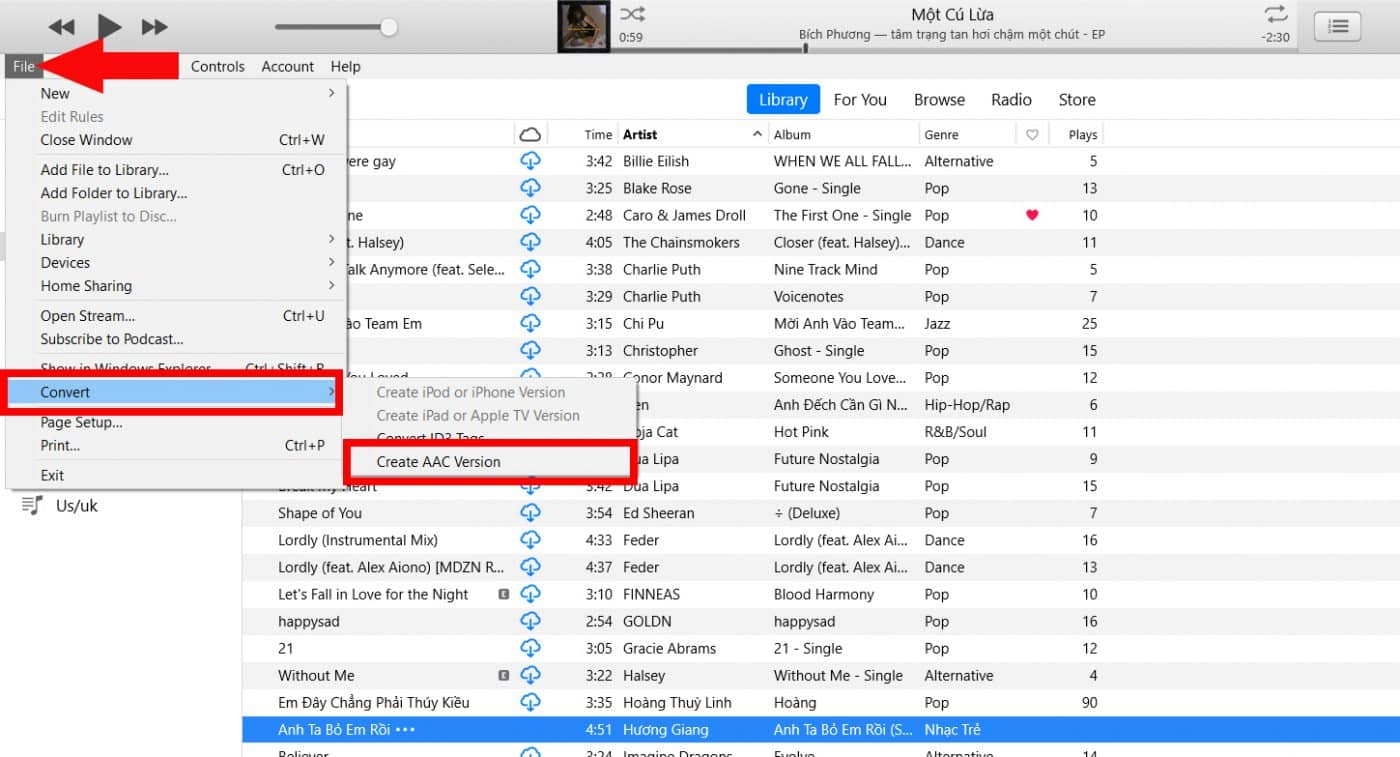 Tạo phiên bản AAC