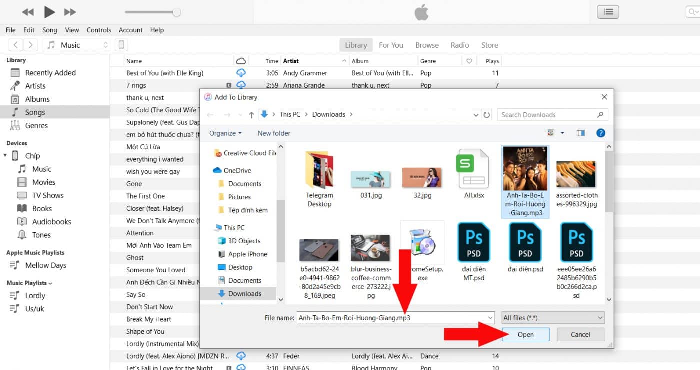 chọn file nhạc mp3