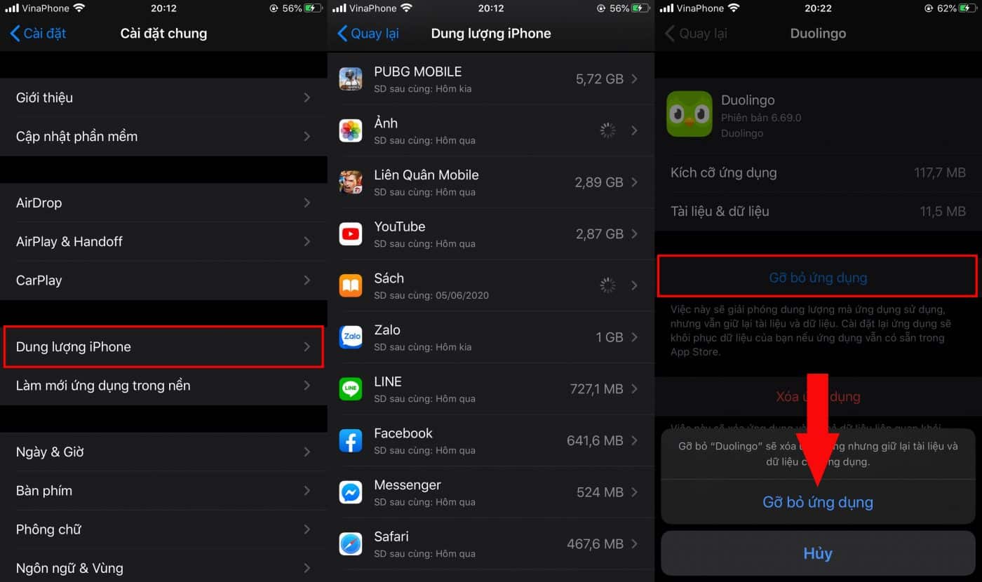 xóa dữ liệu ứng dụng