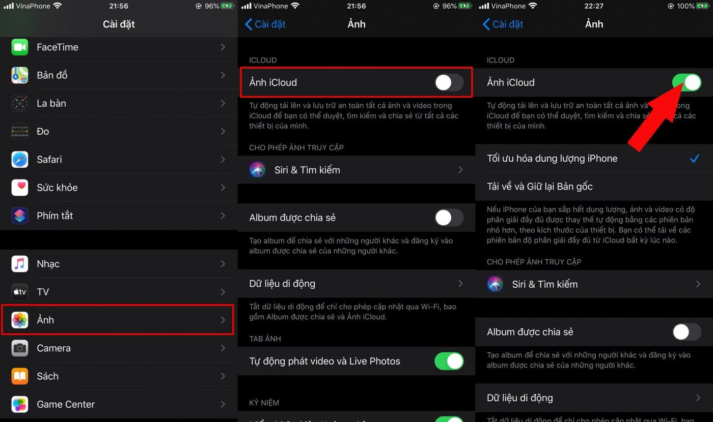 tải ảnh lên iCloud