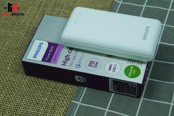 Pin sạc dự phòng Philips 20.000 mAh PD 18W DLP1720