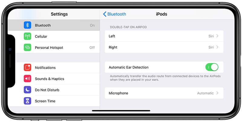 Cách bật hoặc tắt Tự động phát hiện tai
